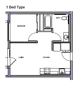 Floor Plan  a floor plan of a small room with a bedroom and a bathroom