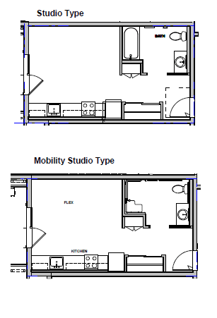 Floor Plan  a floor plan of a small house with a loft and a studio