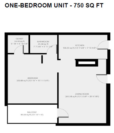 Floor Plan  1 BD Apartment