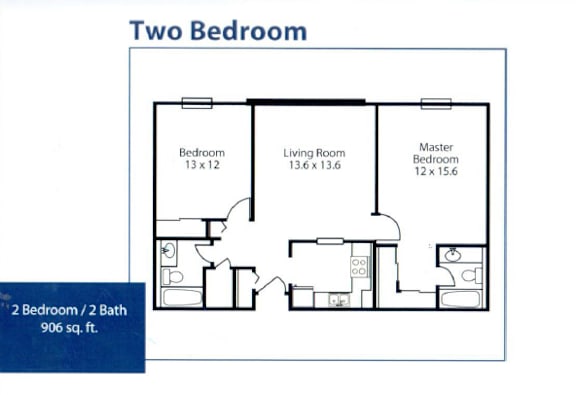 Floor Plan  2 Bedroom Market