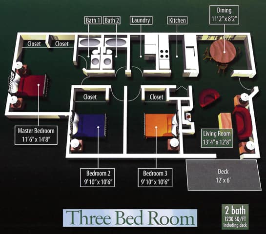 Floor Plan  3 Bedroom 2 Bathroom