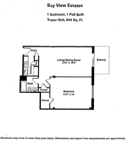 Floor Plan  1 BR - Tower