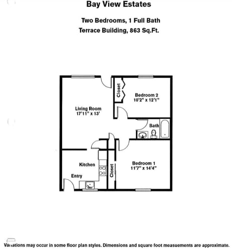 Floor Plan  2 BR - Terrace