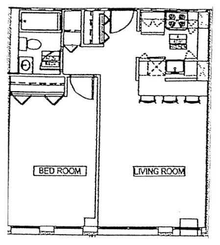 Floor Plan  1 Bedroom 1 Bath
