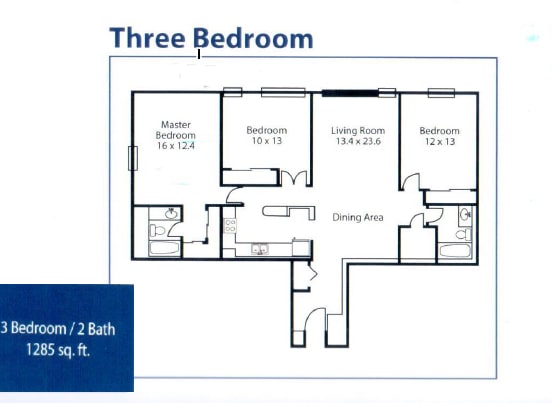 Floor Plan  3 Bedroom Market