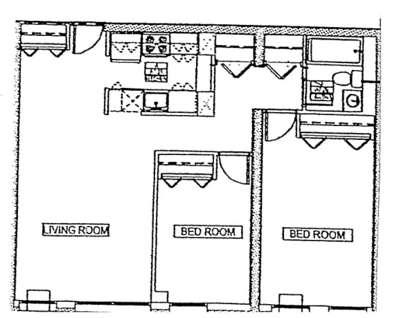 Floor Plan  2 Bedroom, 1 Bath