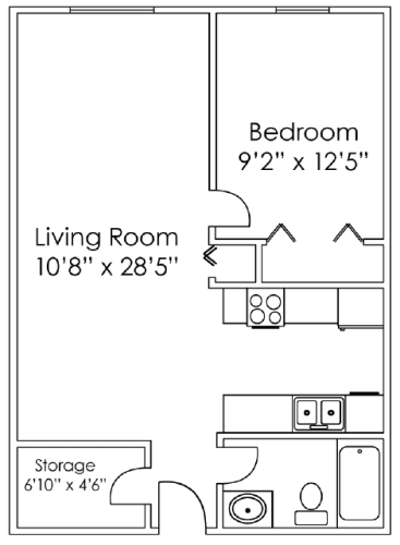 Floor Plan  1 Bedroom B