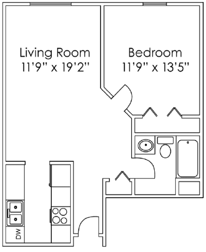 Floor Plan  1 Bedroom C