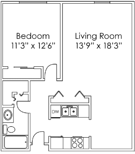 Floor Plan  1 Bedroom F