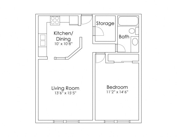 Floor Plan  1 Bedroom A