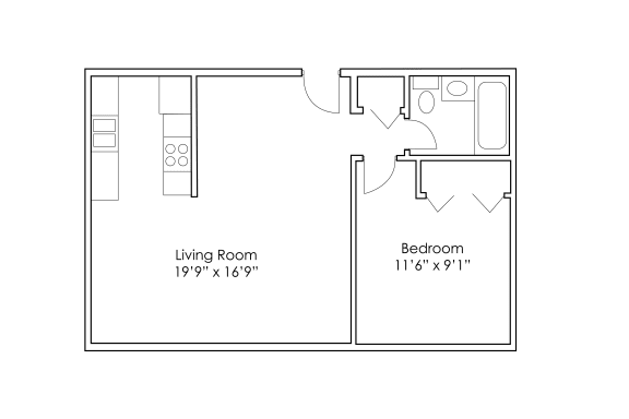 Floor Plan  1 Bedroom C