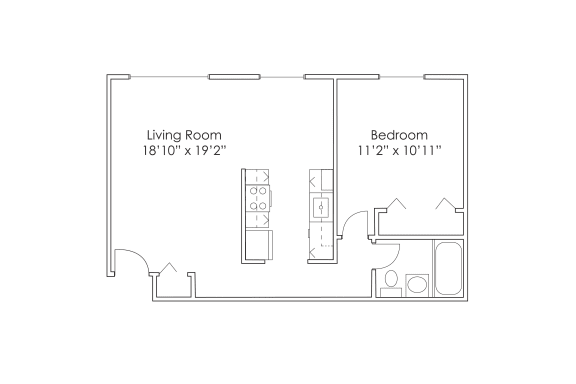 Floor Plan  1 Bedroom D