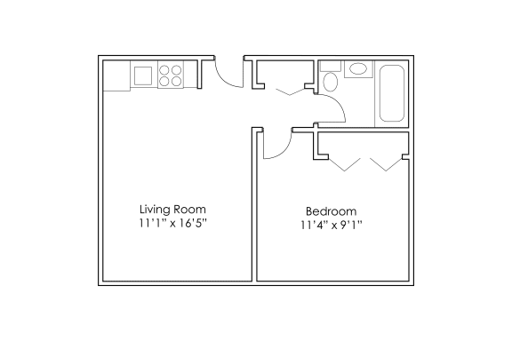 Floor Plan  1 Bedroom A