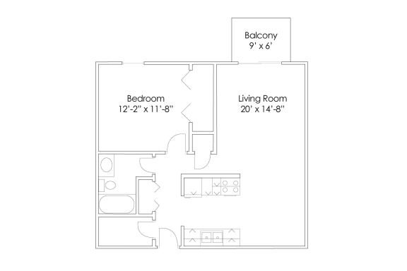 Floor Plan  1 Bedroom B