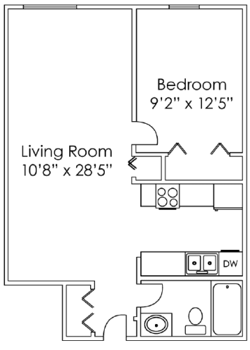 Floor Plan  1 Bedroom A