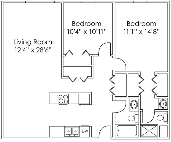 Floor Plan  2 Bedroom B