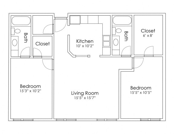 Floor Plan  2 Bedroom 2 Bathroom B
