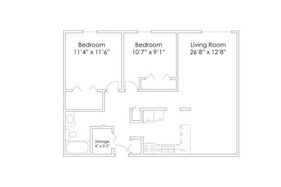 Floor Plan  2 Bedroom B