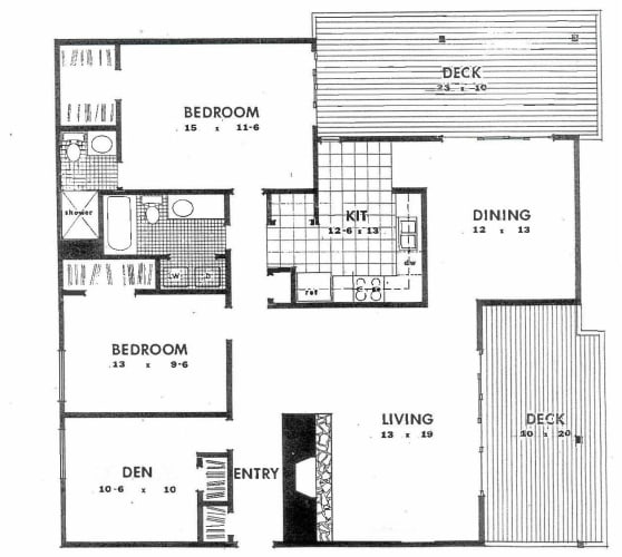 Floor Plan  2 Bed 2 Bath Den