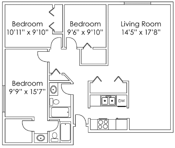 Floor Plan  3 Bedroom B