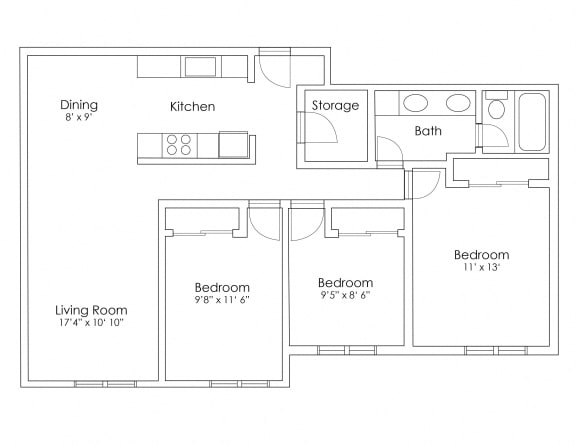 Floor Plan  3 Bedroom A