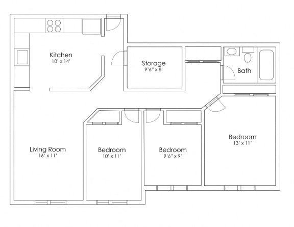Floor Plan  3 Bedroom B