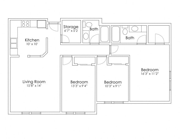 Floor Plan  3 Bedroom Large