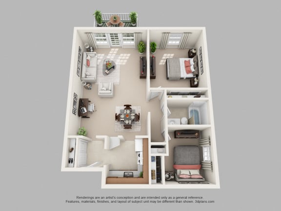 Floor Plan  One Bedroom + Den