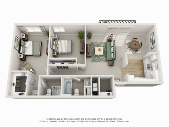 Floor Plan  2 Bedroom 2 Bathroom