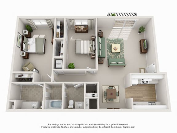 Floor Plan  2 Bedroom 1.5 Bathroom