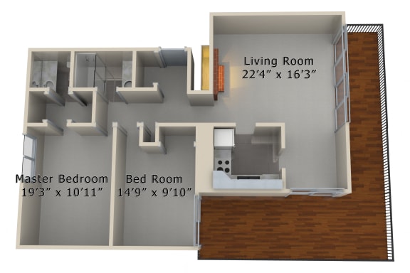 Floor Plan  2 Bed 1.5 Bath