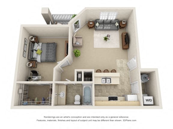Floor Plan  a stylized floor plan with a bedroom and a living room