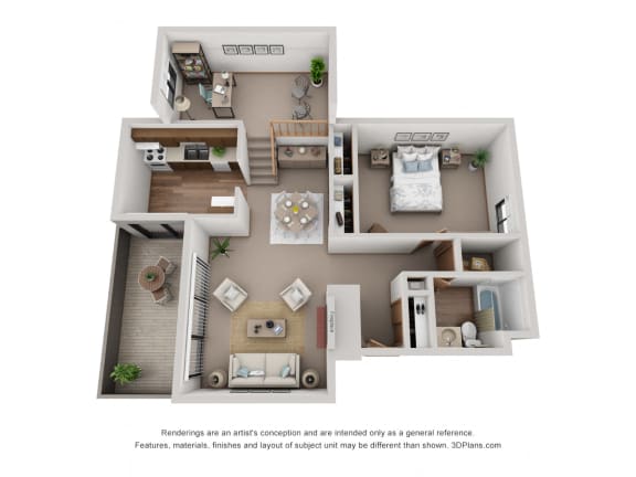 Floor Plan  1 Bed 1 Bath Loft