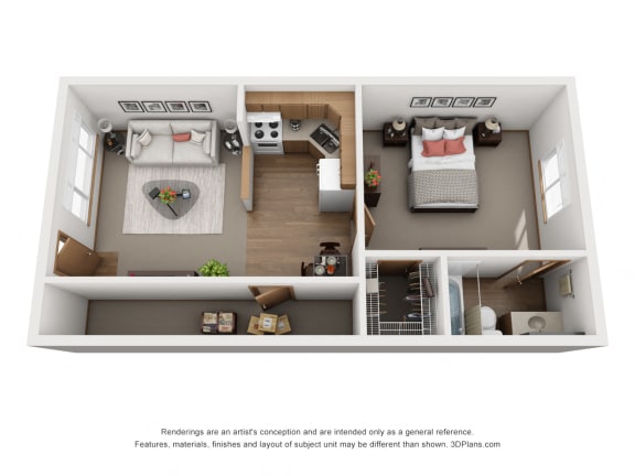 Floor Plan  One Bedroom Large (Top Floor)