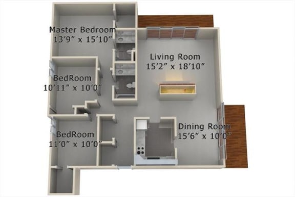 Floor Plan  3 Bed 2 Bath