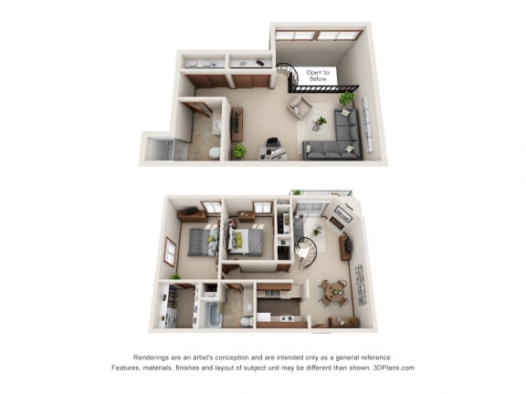 Floor Plan  2 Bed 2 Bath with Loft