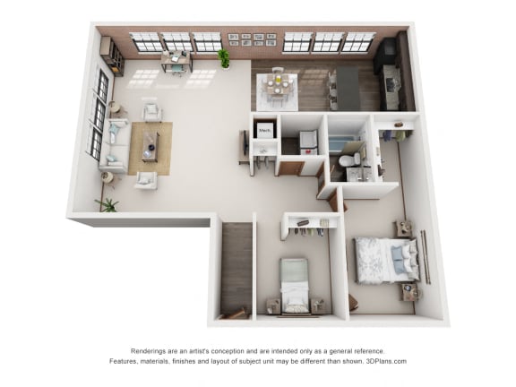Floor Plan  One Bedroom with Den