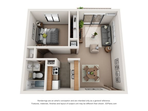 Floor Plan  One Bedroom