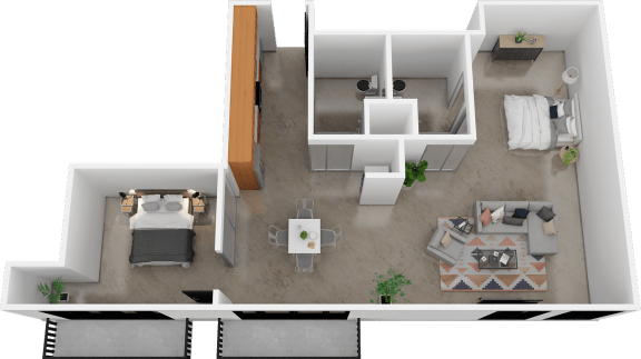 Floor Plan  1 Bed / 2 Bath