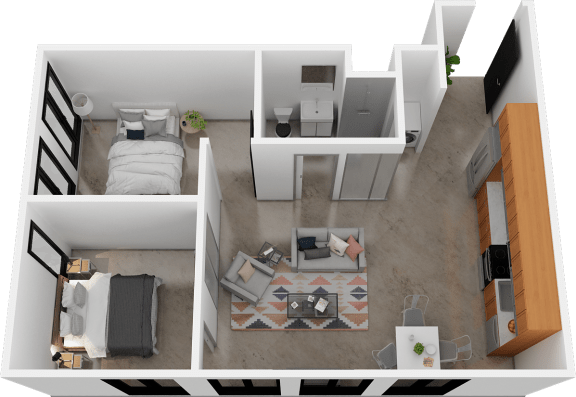 Floor Plan  2 Bed / 1 Bath