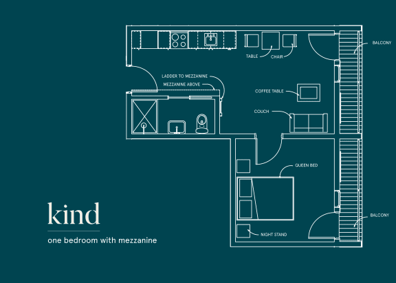 Floor Plan  a floor plan of one bedroom with mezzanine