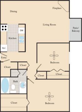 Floor Plan  Willow Creek Apartments - Two Bed/Two Bath Floor Plan