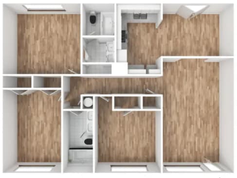 Floor Plan  NOMA Flats 3 Bedroom Floorplan