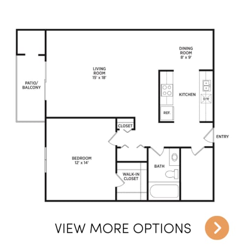 Floor Plan  1 bedroom 1 and a half bath at Verndale Apartments in Lansing, MI