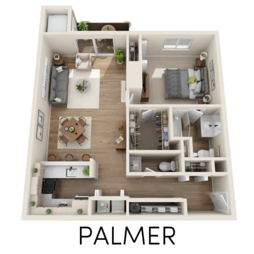 Floor Plan  1 bed 1 bath floor plan at The Emerson Apartments In Ann Arbor, MI