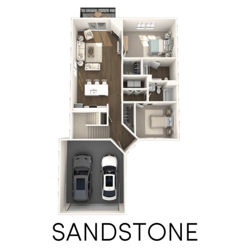 Floor Plan  the sandstone floor plan with 2 bedrooms