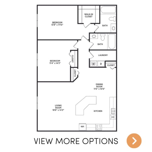 Floor Plan  2 bedroom 2 bath at Verndale Apartments in Lansing, MI
