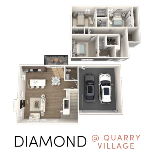 Floor Plan  3 bedroom 2.5 bathroom townhome in DeWitt floorplan