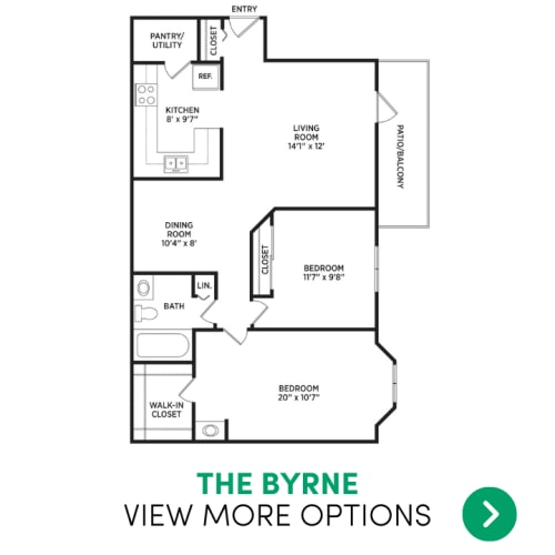 Floor Plan  2 bedroom apartment floor plans in East Lansing, MI near Michigan State University | Arbor Glen