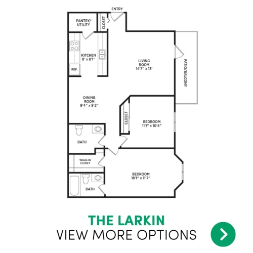 Floor Plan  2 bedroom apartment floor plans in East Lansing, MI near Michigan State University | Arbor Glen